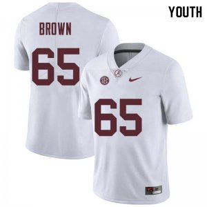 NCAA Youth Alabama Crimson Tide #65 Deonte Brown Stitched College Nike Authentic White Football Jersey MU17D57RQ